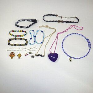 90's/Y2K Jewelry Lot Choker WWJD Beaded Bracelets Earrings Retro 14 pc Vintage